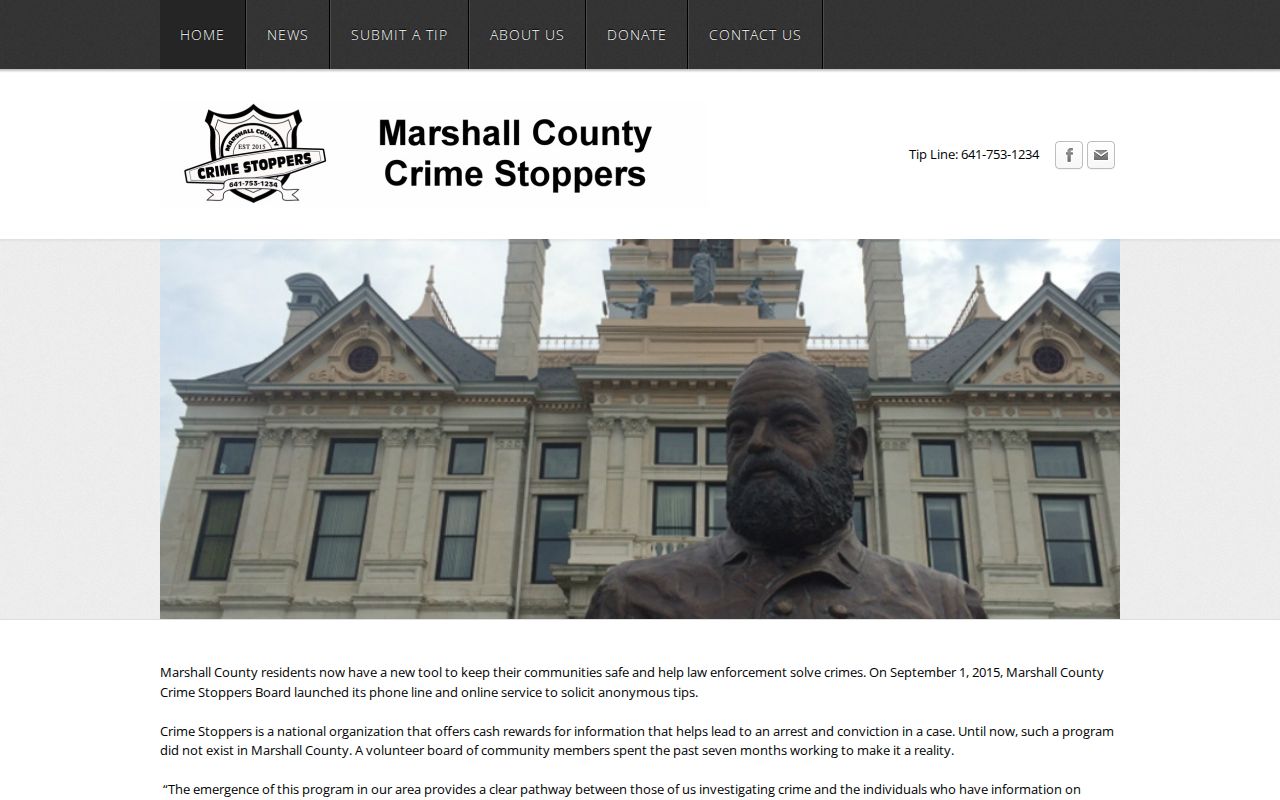 Marshall County wanted person and arrest information tip resource